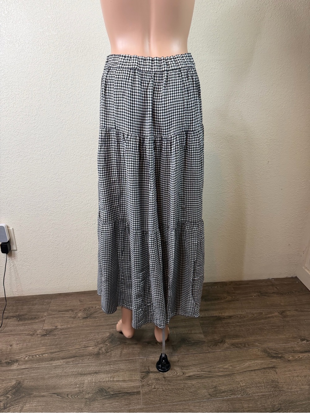 VTG Rhythm Blues Gingham Plaid Tiered Maxi Skirt Womens Size Large Cottagecore - Picture 3 of 9